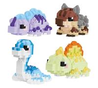 PyrrlicToy Dinosaur Building Blocks 4 Cute Animals Micro Blocks Set Spinosaurus Ankylosaur Stegosaurus Plesiosaur Animal Micro Building Blocks Gift for Adults