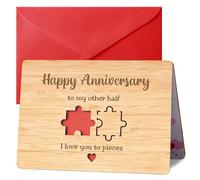 PyrrlicToy Happy Anniversary Card for Him Her Bamboo Wedding Anniversary Cards Gift for Girlfriend Boyfriend Couple Wife Husband Valentine's Day