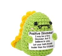 PyrrlicToy Positive Dinosaur, Crochet Animals,Hook Woven Dinosaur Keychain,Mini Knitted Crochet Animals Emotional Support Inspirational Motivational Encouragement Gift Party Decoration
