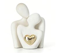 PyrrlicToy Romantic Couple Statue, Abstract Sculpture Small Shelf Ornaments for Living Room, White Ornaments Couple Figurine Sculptures Gifts for Wedding Anniversary