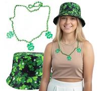 PyrrlicToy St. Patrick’s Day Green Leaf Bucket Hat, Irish Sun Hat for Women Men, Green Fisherman Hat Costume Travel Beach Party