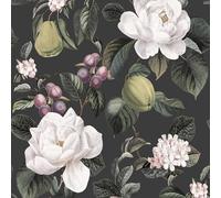 Holden Decor Pyrus Charcoal Wallpaper, Black