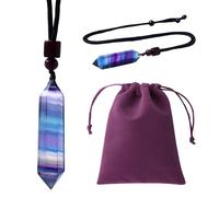PYRUVAE Amethyst Crystal Necklace for Men and Women, Double Tip Gemstone Pendant with Adjustable Woven Rope Chain, Natural Stone Necklace, Gifts for Men and Women