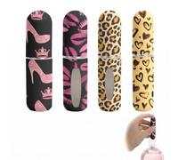 PYRUVAE Pack of 4 Perfume Atomisers Refillable 5 ml - Mini Perfume Bottler for On the Go with Leopard, Heart, High Heels & Lips Design, Travel Pocket Atomiser for Women