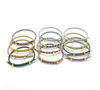 PYRWSM 10Pcs Red Thread String Bracelets Women Men Stainless Steel Braided Rope Adjustable Bracelet DIY Accessory