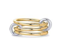 PYRWSM 14K Gold Plated Stackable Rings For Women, Cubic Zirconia Silver & Gold Mixed Metals Multi Ring Set