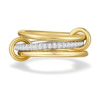 PYRWSM 14K Gold Plated Stackable Rings For Women, Cubic Zirconia Silver & Gold Mixed Metals Multi Ring Set