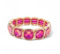 PYRWSM 15mm Crystal Beaded Bracelet For Women - Handmade Elastic Bangle With Shiny Rhinestones