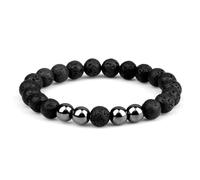PYRWSM 2pcs 8mm Natural Hematite Black Lava Tiger Eye Beaded Bracelet Set, Elastic Stone Bracelets For Men And Women