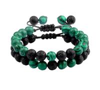 PYRWSM 2pcs 8mm Natural Hematite Black Lava Tiger Eye Beaded Bracelet Set, Elastic Stone Bracelets For Men And Women