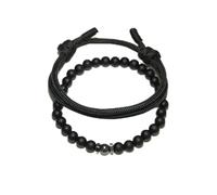 PYRWSM 2Pcs Mens Bracelet Set Handmade Weaven Sliding Adjustable Paracord 6mm Natural Red Map Stone Braclet