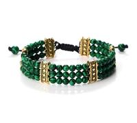 PYRWSM 3 Rows Natural Stone Beads Bracelet, Turquoise Malachite Gemstone Multi-Strand Adjustable Bracelet For Women And Men