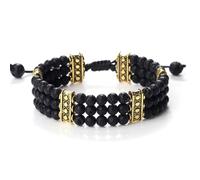 PYRWSM 3 Rows Natural Stone Beads Bracelet, Turquoise Malachite Gemstone Multi-Strand Adjustable Bracelet For Women And Men