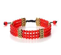 PYRWSM 3 Rows Natural Stone Beads Bracelet, Turquoise Malachite Gemstone Multi-Strand Adjustable Bracelet For Women And Men