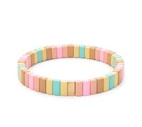 PYRWSM 4X8MM Colorful Beaded Enamel Bracelets For Women Handmade Elastic Bangle For Women Boho Accessory