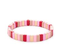 PYRWSM 4X8MM Colorful Beaded Enamel Bracelets For Women Handmade Elastic Bangle For Women Boho Accessory