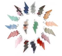 PYRWSM 50pcs Multi Shaped Natural Stone Charms Necklace For Jewelry Making Mix Heart Stars Cross Pillar Gemstone Gifts,11x25mm