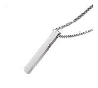 PYRWSM 5mm Pillar Necklace For Men Women, Stainless Steel 3D Bar Pendant, Minimalist Simple Casual Unisex Neck Collar