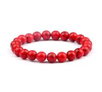 PYRWSM 6-8MM Natural Stone Bracelet Red Pine Stone Prayer Beaded Bracelet Rosary Meditation Bracelets Men Women,8mm