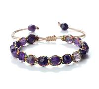 PYRWSM 8mm Cut Surface Natural Stone Tiger Eye Stone Yellow Agate Bead Bracelet Elastic Handmade Bohemian Style