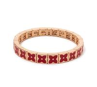PYRWSM 8mm Gold Color Drop Oil Flower Beaded Bracelets For Women, Hand Made Elastic Colorful Bangle