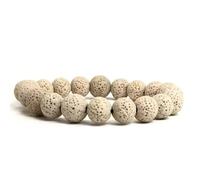 PYRWSM 8mm Natural Volcanic Stone Beads Bracelets Men Bracelet Aromatherapy Essential Oil Diffuser Bangle For Women,white 1,19cm