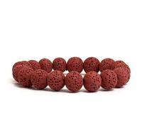 PYRWSM 8mm Natural Volcanic Stone Beads Bracelets Men Bracelet Aromatherapy Essential Oil Diffuser Bangle For Women,red,17cm