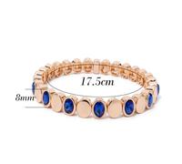 PYRWSM 8mm Oval Beads Inlaid Zirconia Cham Bangle For Women Gold Color Beaded Elastic Bracelets