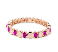 PYRWSM 8mm Oval Beads Inlaid Zirconia Cham Bangle For Women Gold Color Beaded Elastic Bracelets