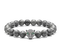 PYRWSM 8MM Tiger Eye Bead Bracelet, Leopard & Lion Head Bracelets, Natural Stone Beaded Buddha Charm Bracelet For Men Jewelry Gifts