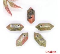 PYRWSM 8x20mm Double Pointed Hexagonal Natural Crystal, Drilled Hole, For DIY Jewelry Making, Pendant Craft, Mineral Specimen 1pc