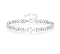 PYRWSM A-Z Initial Cuban Chain Bracelets For Men Women, Silver Color Stainless Steel Curb Links, Letters Name Charm Bracelet,G