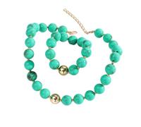 PYRWSM Acrylic Multicolor Round Beads Necklace Bracelet Set Resin Geometric Beaded Choker Necklaces Jewelry,blue 1