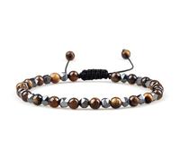 PYRWSM Adjustable Mini Natural Stone Lava Tiger Eye Beaded Bracelets & Bangle For Women Men Beads Braided Bracelet