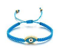 PYRWSM Bohemian Evil Eye & Heart Charm Bracelet, Enamel Beads & Gold-Tone Spacers, Adjustable Stacking Bangle For Women