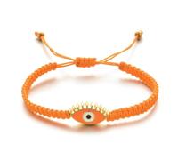 PYRWSM Bohemian Evil Eye & Heart Charm Bracelet, Enamel Beads & Gold-Tone Spacers, Adjustable Stacking Bangle For Women