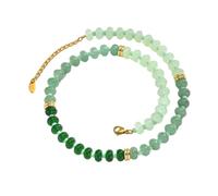PYRWSM Boho Colorful Natural Stone Necklace For Women, Stainless Steel OT Buckle Rainbow Bead Choker Necklace,Summer Handmade Jewelry,green-A,50CM