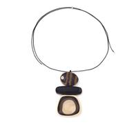 PYRWSM Boho Vintage Geometric Resin Pendant Long Cord Sweater Necklace, Black Brown Beige Irregular Acrylic Charm Statement Adjustable Long Chain Women Casual Autumn Winter Jewelry Gift