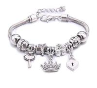 PYRWSM Charm Bracelet & Bangles Jewelry White Butterfly Crown Beads Bracelets Brands Bracelets Fit Women