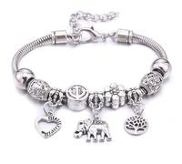 PYRWSM Charm Bracelet & Bangles Jewelry White Butterfly Crown Beads Bracelets Brands Bracelets Fit Women