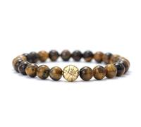 PYRWSM Coconut Bead Bracelet Men 6mm Natural Blue Sandstone Tiger Eyes Stone Braclet Chakra Braslet Yoga Wood