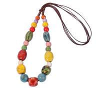 PYRWSM Colorful Handmade Ceramic Necklace, Multilayer Adjustable Bohemian Beaded Choker, Ethnic Style Niche Design Jewelry For Women