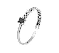 PYRWSM Cubic Zirconia Chain Bracelet, Korean Ins Minimalist Twisted Silver-Plated Distressed Open Adjustable Bangle For Women