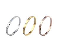 PYRWSM Cuff Bracelets Bangles For Women Stainless Steel Bracelet Charm Accessories Crystal Loves 3pcs