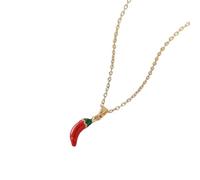 PYRWSM Cute Red Enamel Fruit Pendant Necklace For Women, Stainless Steel Cherry Strawberry Apple Mushroom Charm Waterproof Dainty Chain Sweet Daily Jewelry Gift