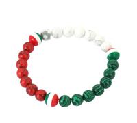 PYRWSM Design Beaded Bracelet For Men 8mm Malachite Red Howlite Stone Braslet Leisure Versatile Accessories