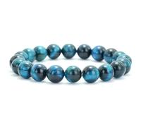 PYRWSM Elastic Blue Tiger Eye Bead Bracelet, 6/8/10/12mm Natural Stone Bangle For Men & Women 19.5cm Length,12mm