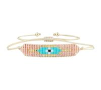 PYRWSM Evil Eye Bracelet Handmade Seed Beaded Stretch Bracelet Adjustable Protection Jewelry For Women