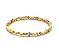 PYRWSM Glass Crystal Ball Beads Trend Stretch Bracelets Gold Sliver Color Stacked Ball Beaded Bracelet For Women Men