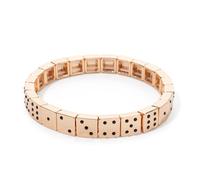 PYRWSM Gold Color Bangle For Women Inlaid Rhinestone Elastic Bracelets Dice Hand Accessory
